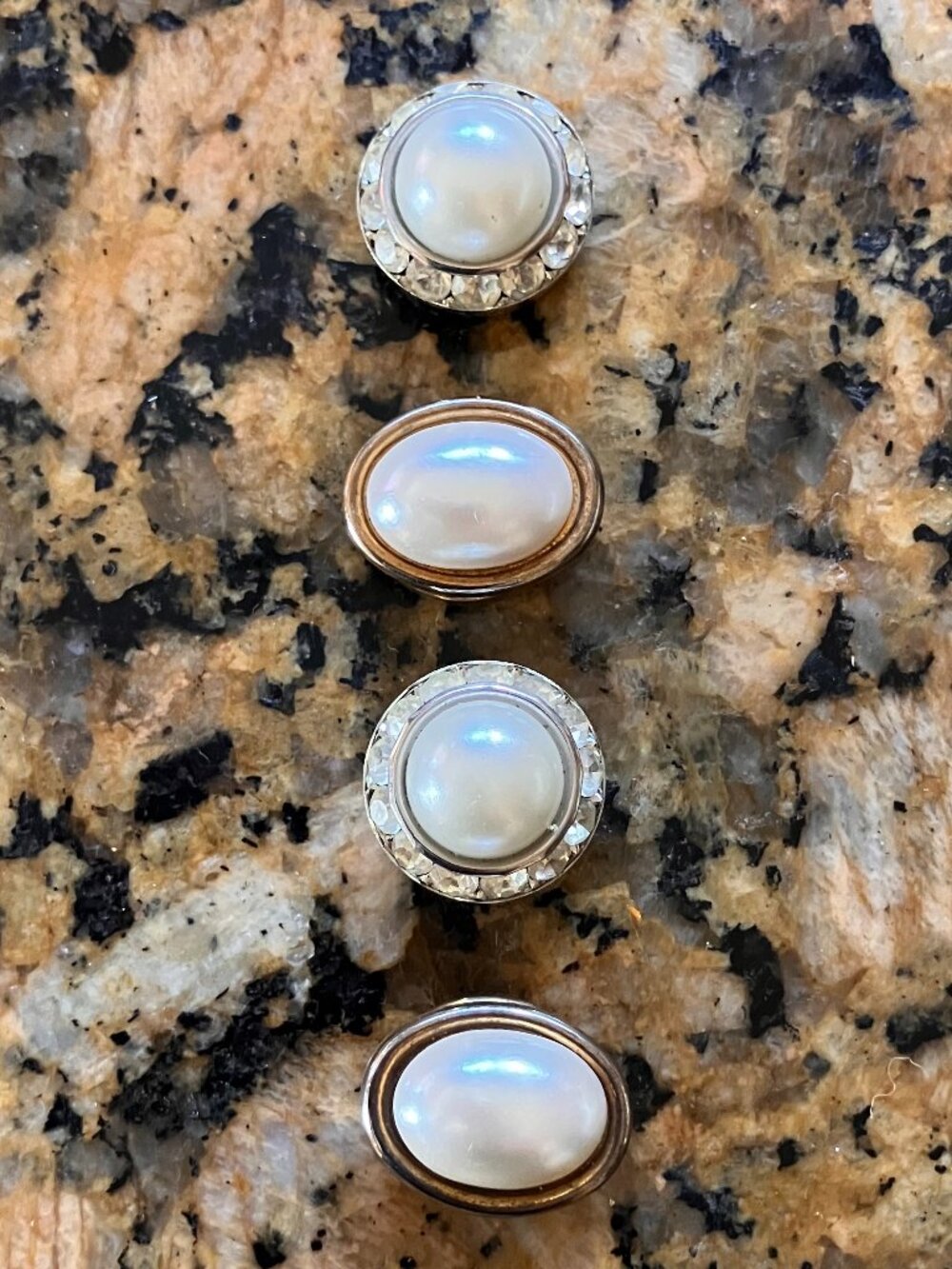 Pearl and Rhinestone Button Covers - Picture 1 of 1